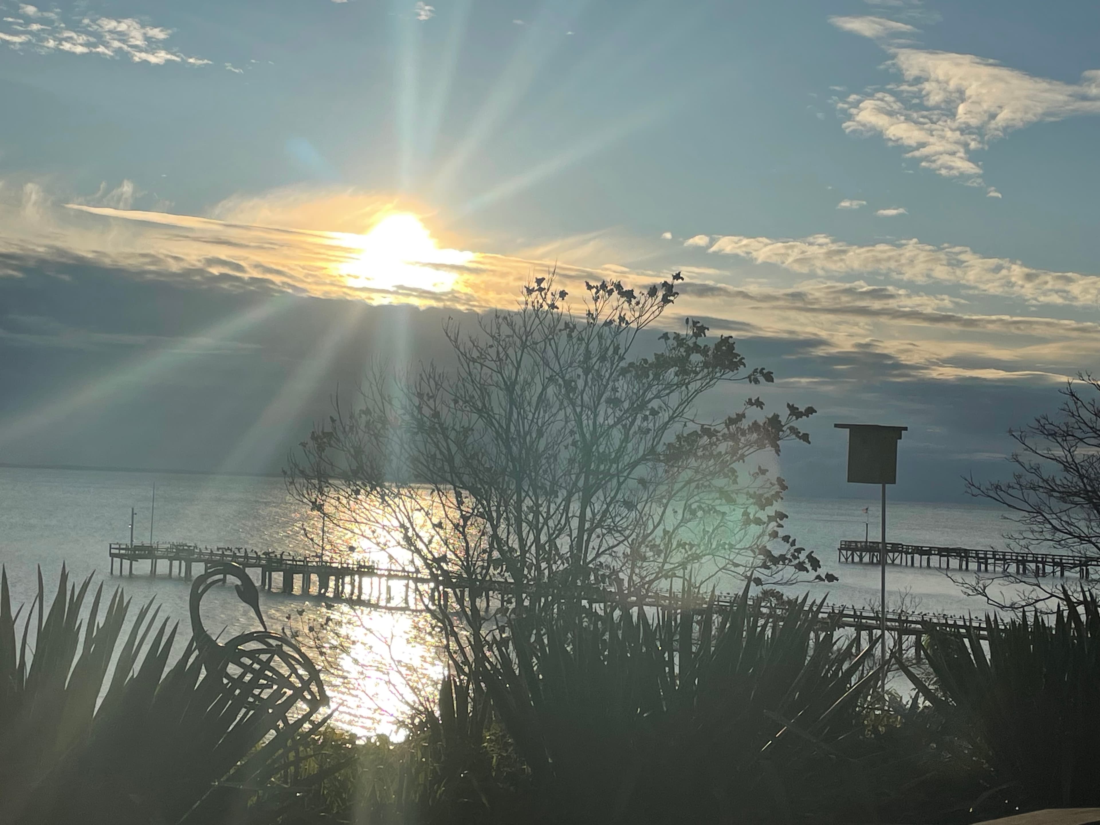 Sunrise over the water in New Bern, North Carolina
